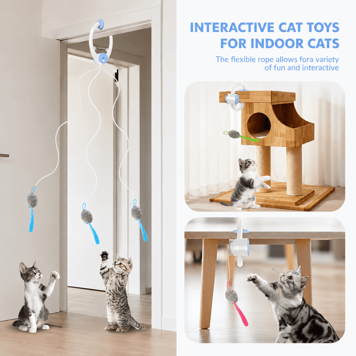 Automatic Hanging Cat Toy & Interactive Moving Mouse Toy for Indoor Cats