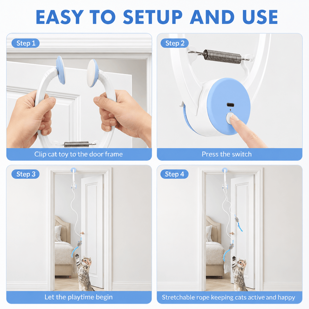 Automatic Hanging Cat Toy & Interactive Moving Mouse Toy for Indoor Cats