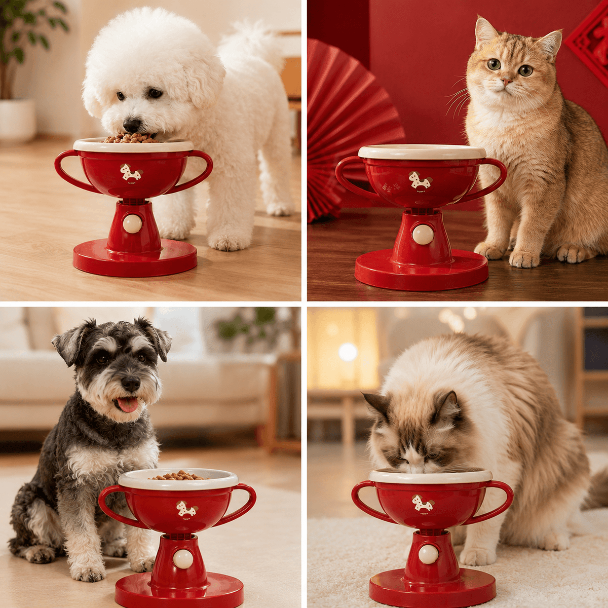 5-Level Adjustable Elevated Pet Bowl & 60° Tilt Feeding Bowl for Cats & Dogs