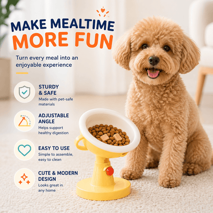 5-Level Adjustable Elevated Pet Bowl & 60° Tilt Feeding Bowl for Cats & Dogs