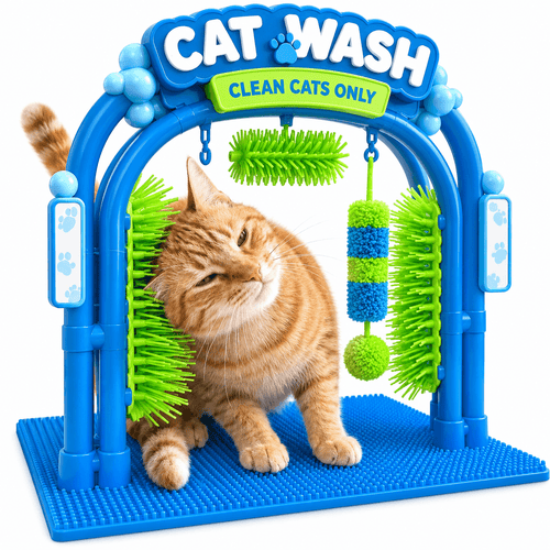 Cat Self-Grooming Station & Interactive Brush & Massage Toy