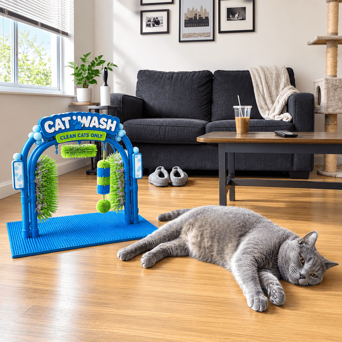 Cat Self-Grooming Station & Interactive Brush & Massage Toy