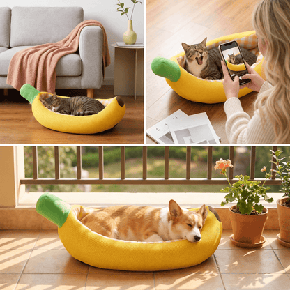 Banana Pet Bed for Cats & Small Dogs