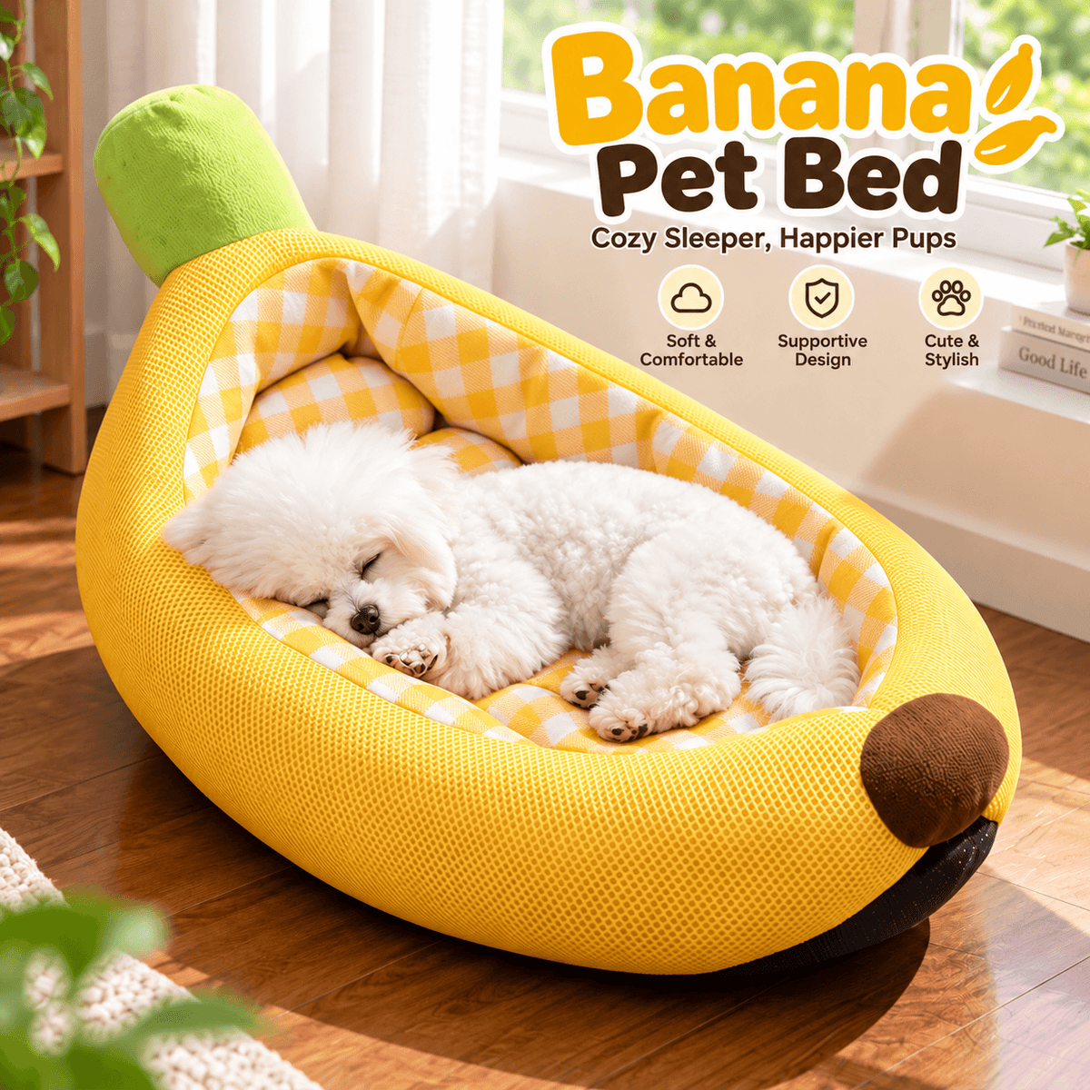 Banana Pet Bed for Cats & Small Dogs