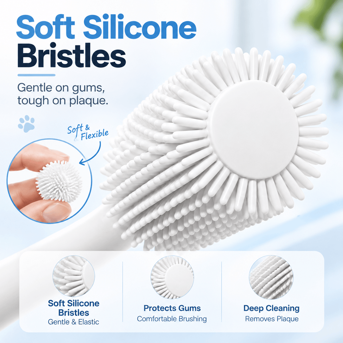 360° Pet Toothbrush 2-Pack & Soft Bristles for Dogs & Cats