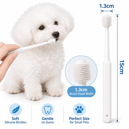 360° Pet Toothbrush 2-Pack & Soft Bristles for Dogs & Cats