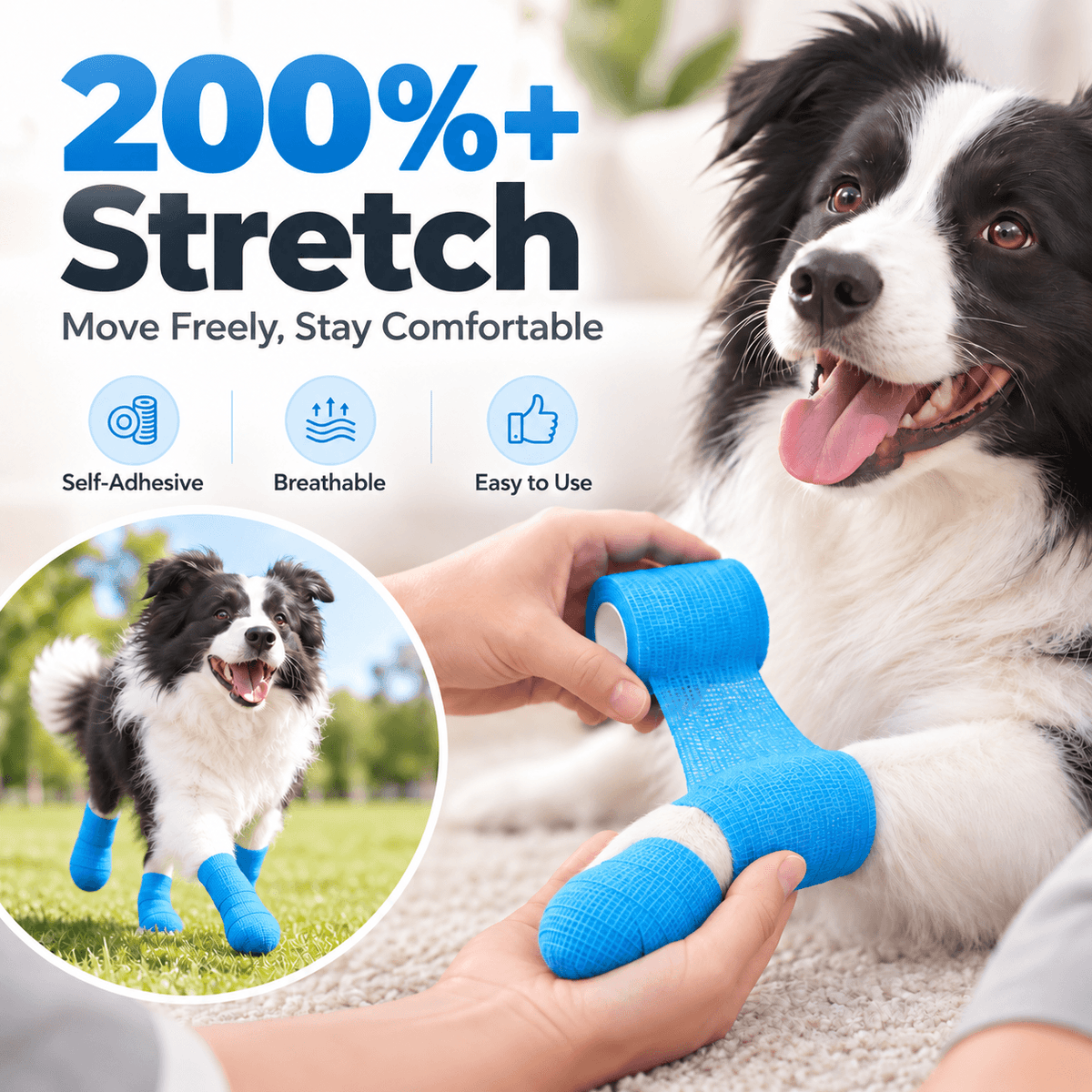 Self-Adhesive Pet Bandage Wrap for Dogs & Cats