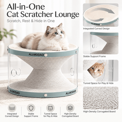 Cat Tunnel Scratch Bed & 3-in-1 Scratcher, Lounge & Play House