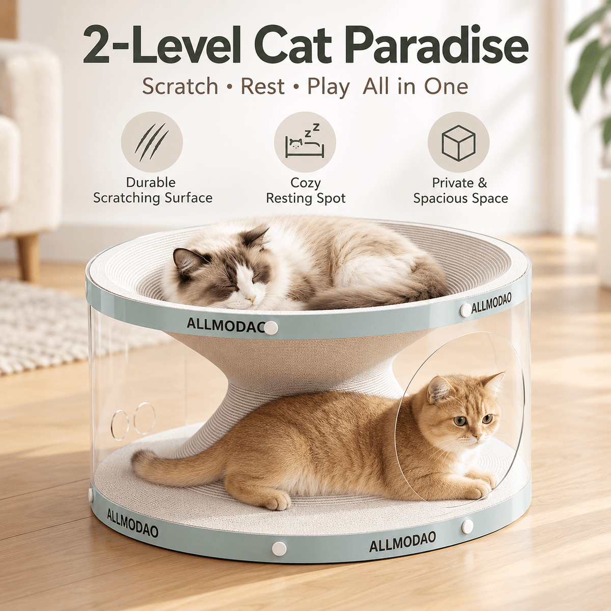 Cat Tunnel Scratch Bed & 3-in-1 Scratcher, Lounge & Play House