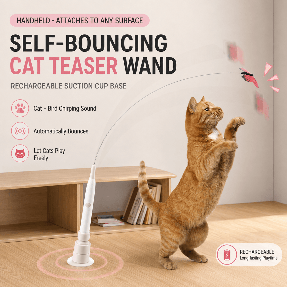 Interactive Butterfly Cat Toy & Automatic 360° Rechargeable Self-Play Teaser