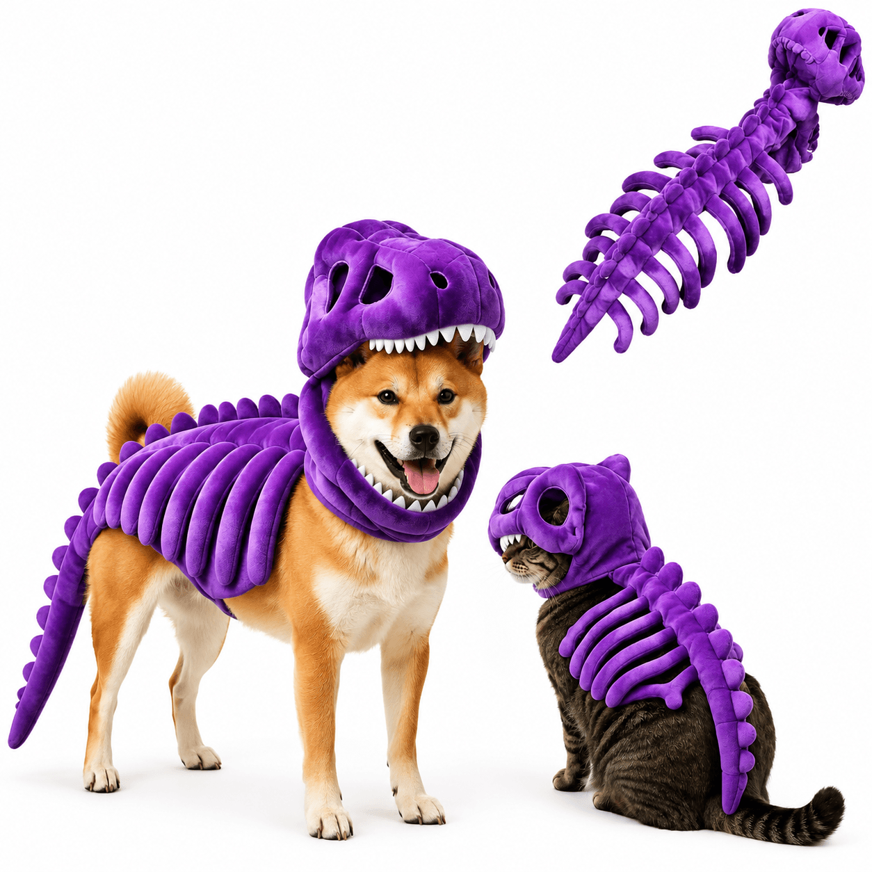 Dinosaur Skeleton Halloween Costume for Dogs and Cats - view 10