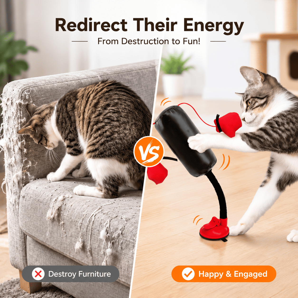 Interactive Cat Boxing Toy with Suction Cup and Spring