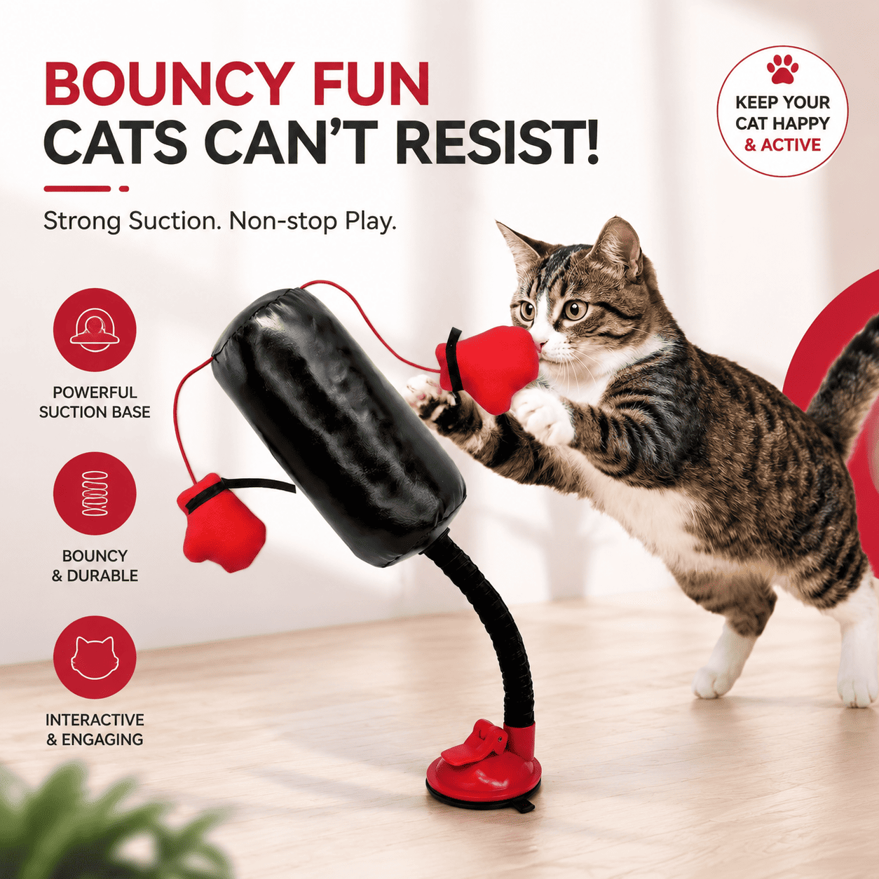 Interactive Cat Boxing Toy with Suction Cup and Spring