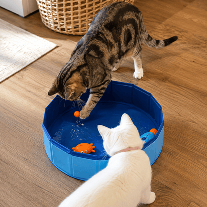 Portable Foldable Pet Pool for Cats and Dogs with Floating Toys