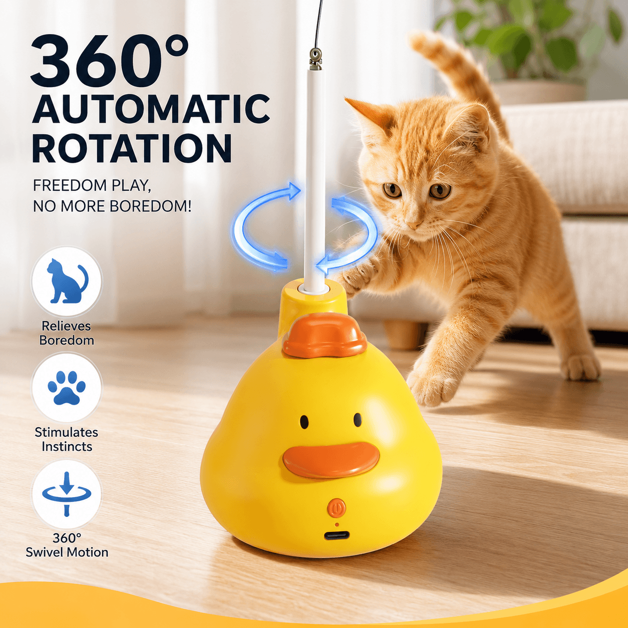Smart Automatic Cat Teaser Toy with Motion Sensor & Bird Sound