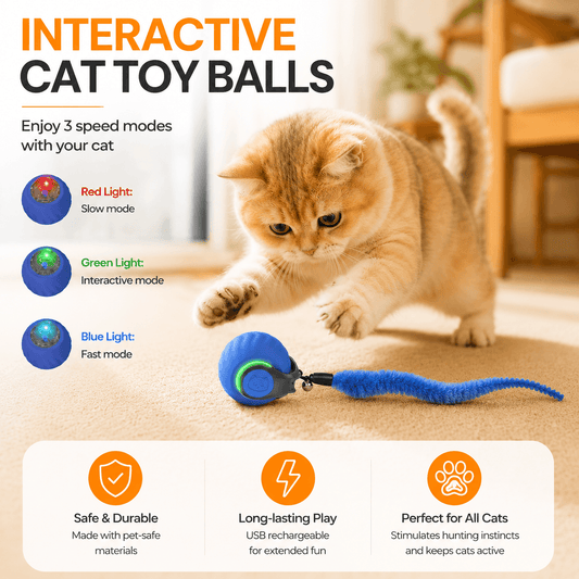 Automatic Rolling Cat Toy Ball with Bird Sounds and AI Obstacle Avoidance