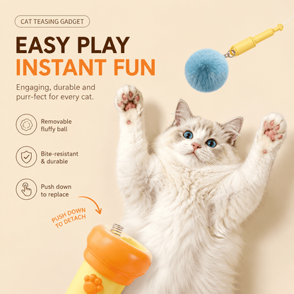 Electric Cat Teaser Toy - Auto Wand with Plush Ball for Indoor Cats