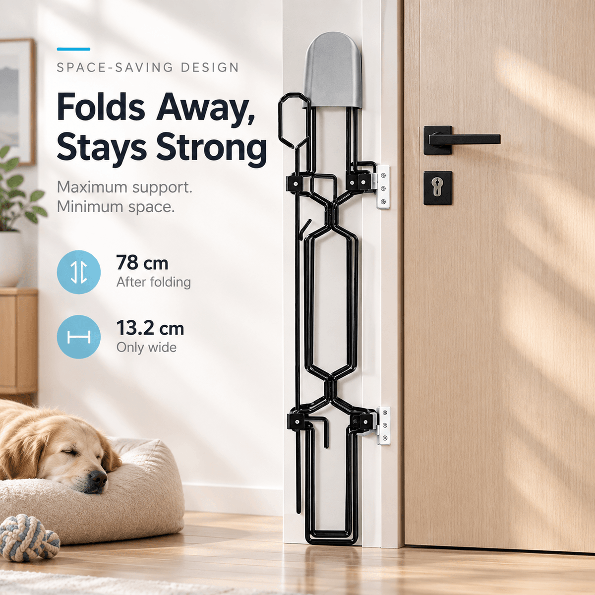 Retractable Dog Gate for Front Door & Tall Metal Pet Safety Barrier