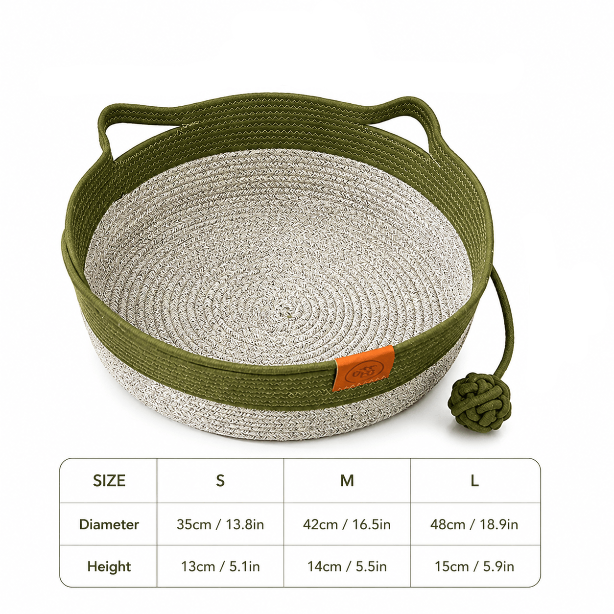 Handwoven Cotton Rope Cat Basket Bed with Scratcher and Hanging Toy
