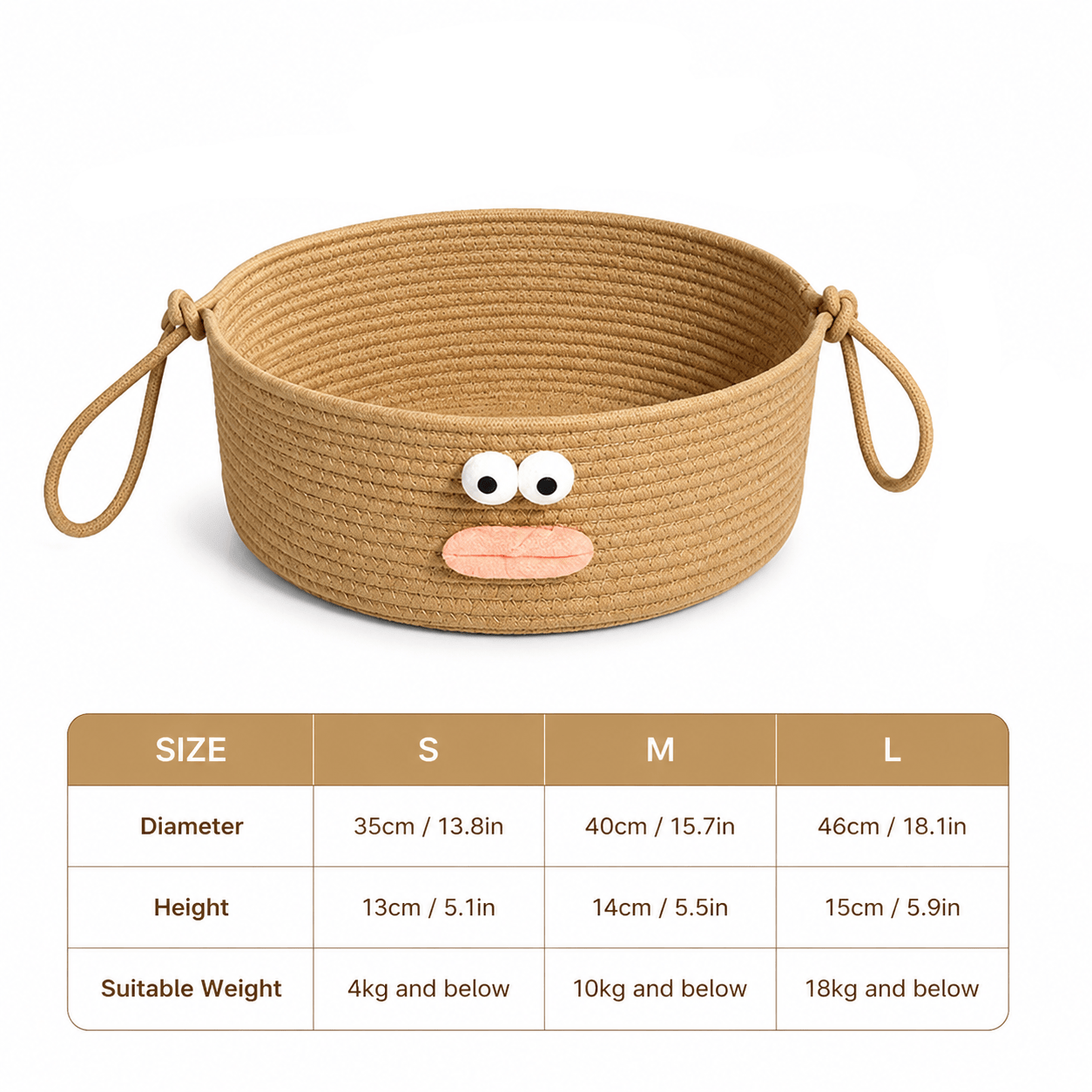 Handwoven Cotton Rope Cat Basket Bed with Scratcher and Hanging Toy