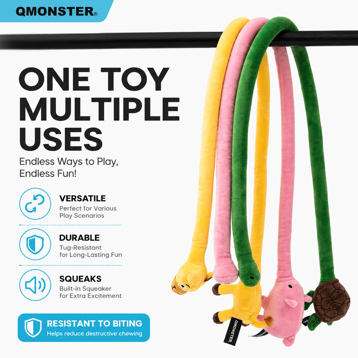 Long Plush Squeaky Dog Toy for Tug and Fetch - view 4
