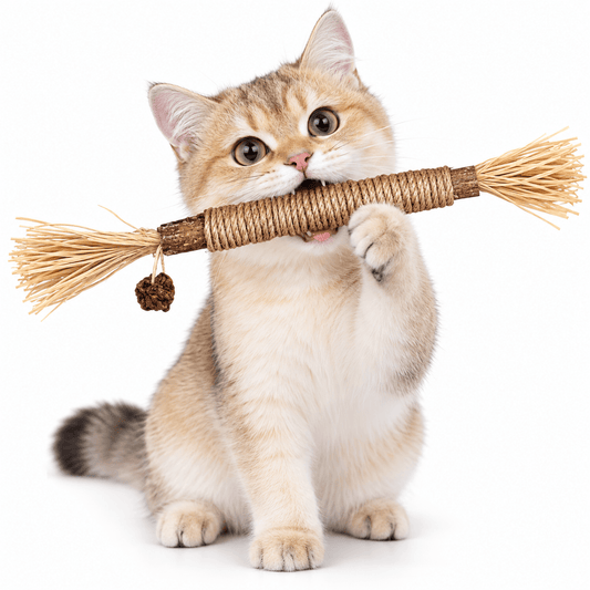 Natural Silvervine Cat Chew Stick with Sisal Rope & Raffia