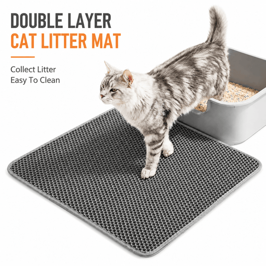 Double Layer Cat Litter Mat & Honeycomb Litter Trap Mat for Cleaner Floors