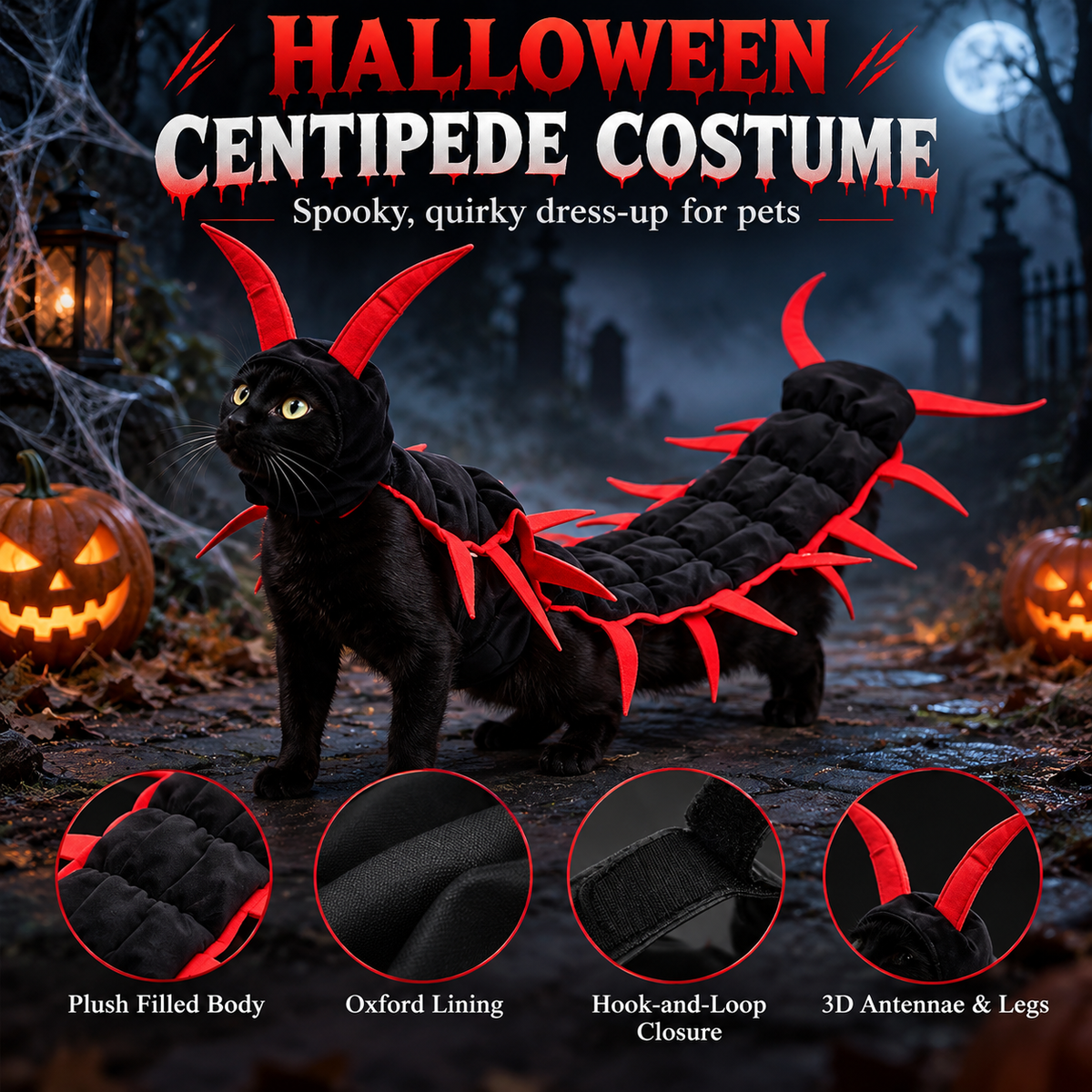 Halloween Centipede Cat Costume