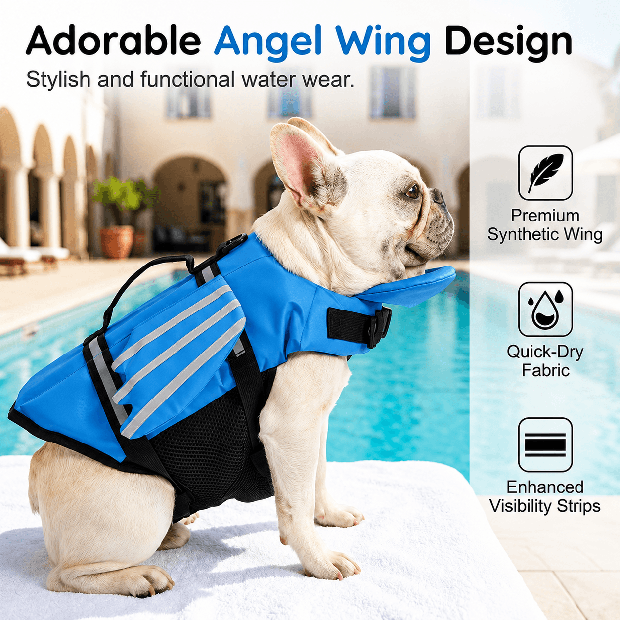 Angel Wing Dog Life Jacket Rescue Handle Reflective - view 7