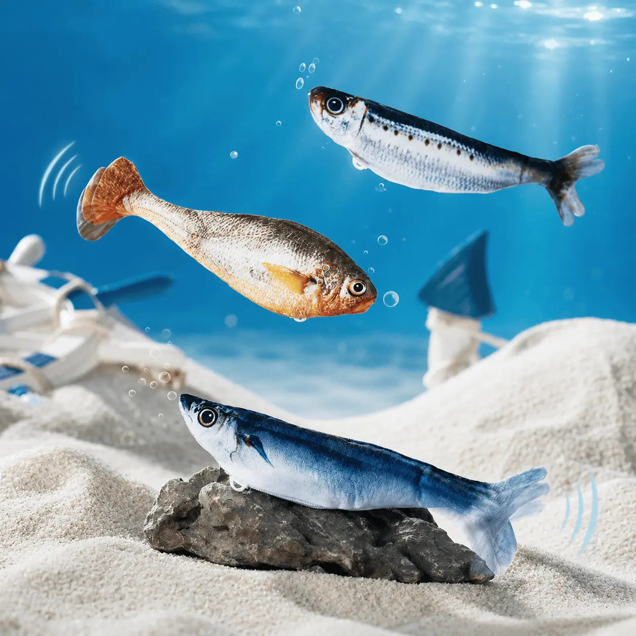 Electric Realistic Flopping Fish Cat Toys - 3 Pack Noblias Cat Toys  adult-cat-toy