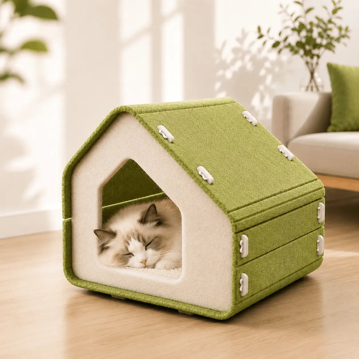 Felt Cat House Scratcher Bed Noblias Cat Houses & Beds  3-in-1-cat-house