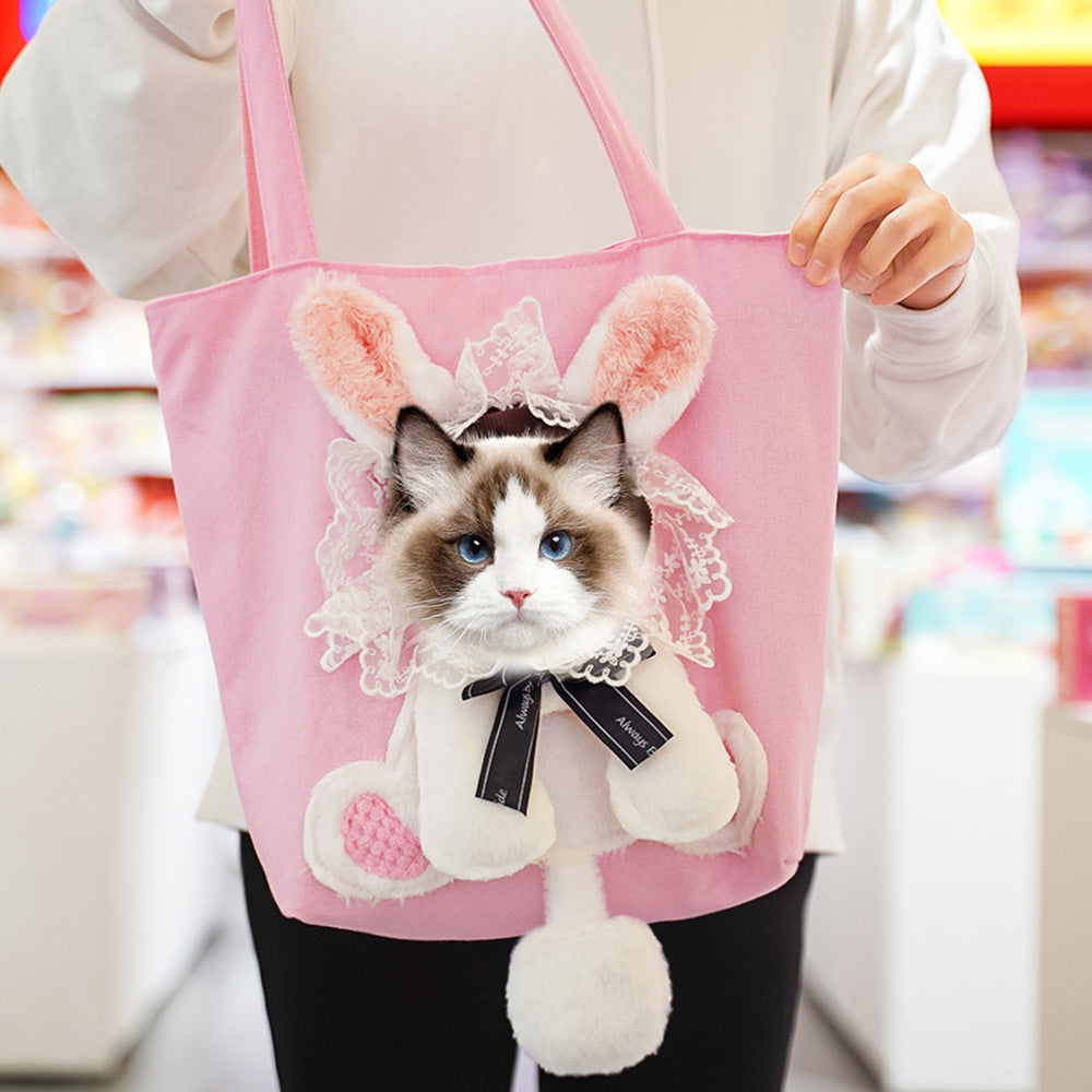 Cute Character Pet Carrier Tote Bag & Canvas Shoulder Bag for Cats & Small Dogs
