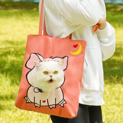 Cute Character Pet Carrier Tote Bag & Canvas Shoulder Bag for Cats & Small Dogs
