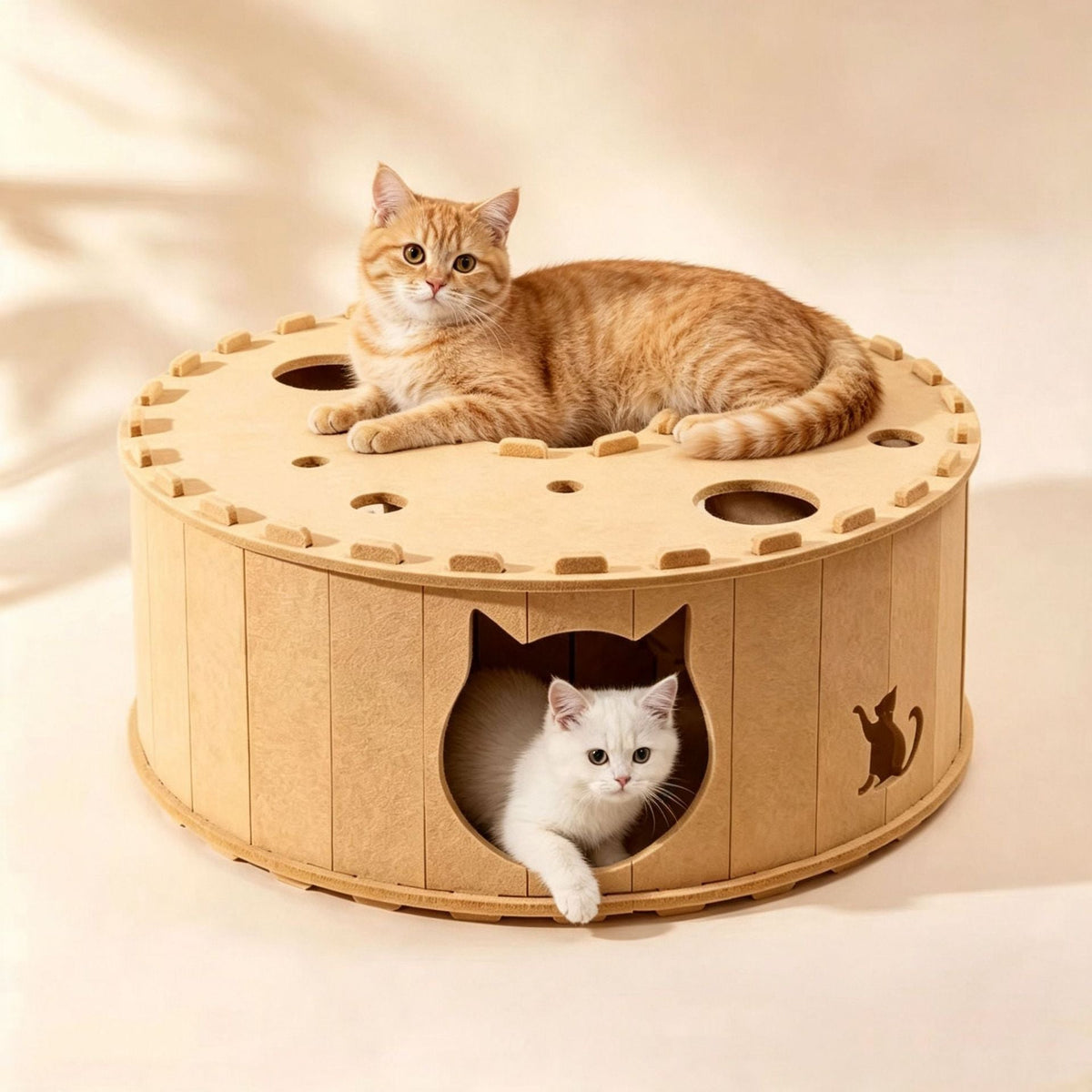 Felt Cat Tunnel & Hideaway & 2-in-1 Interactive Playhouse & Cozy Bed