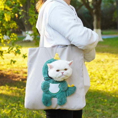 Cute Character Pet Carrier Tote Bag & Canvas Shoulder Bag for Cats & Small Dogs