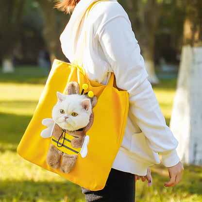 Cute Character Pet Carrier Tote Bag & Canvas Shoulder Bag for Cats & Small Dogs