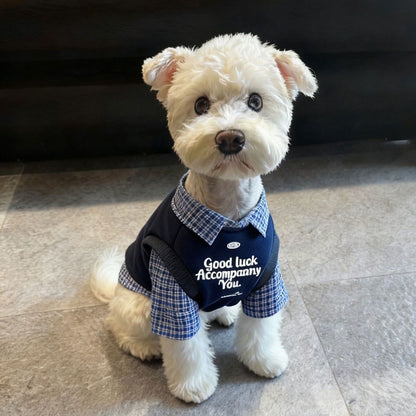 Plaid Collar Pet Vest & Classic Preppy Shirt for Cats & Dogs