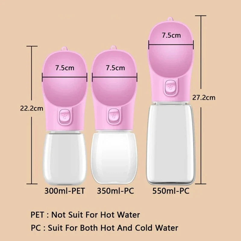 Portable Dog Water Bottle with Built In Bowl