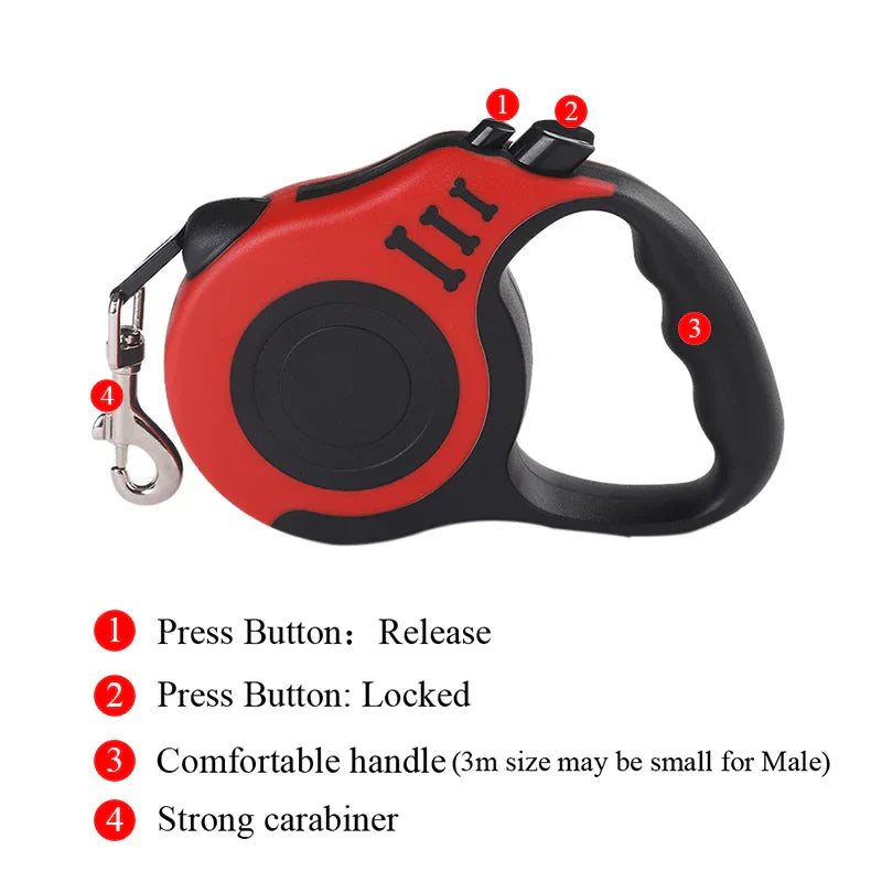 Automatic Retractable Dog Leash with One Button Brake System