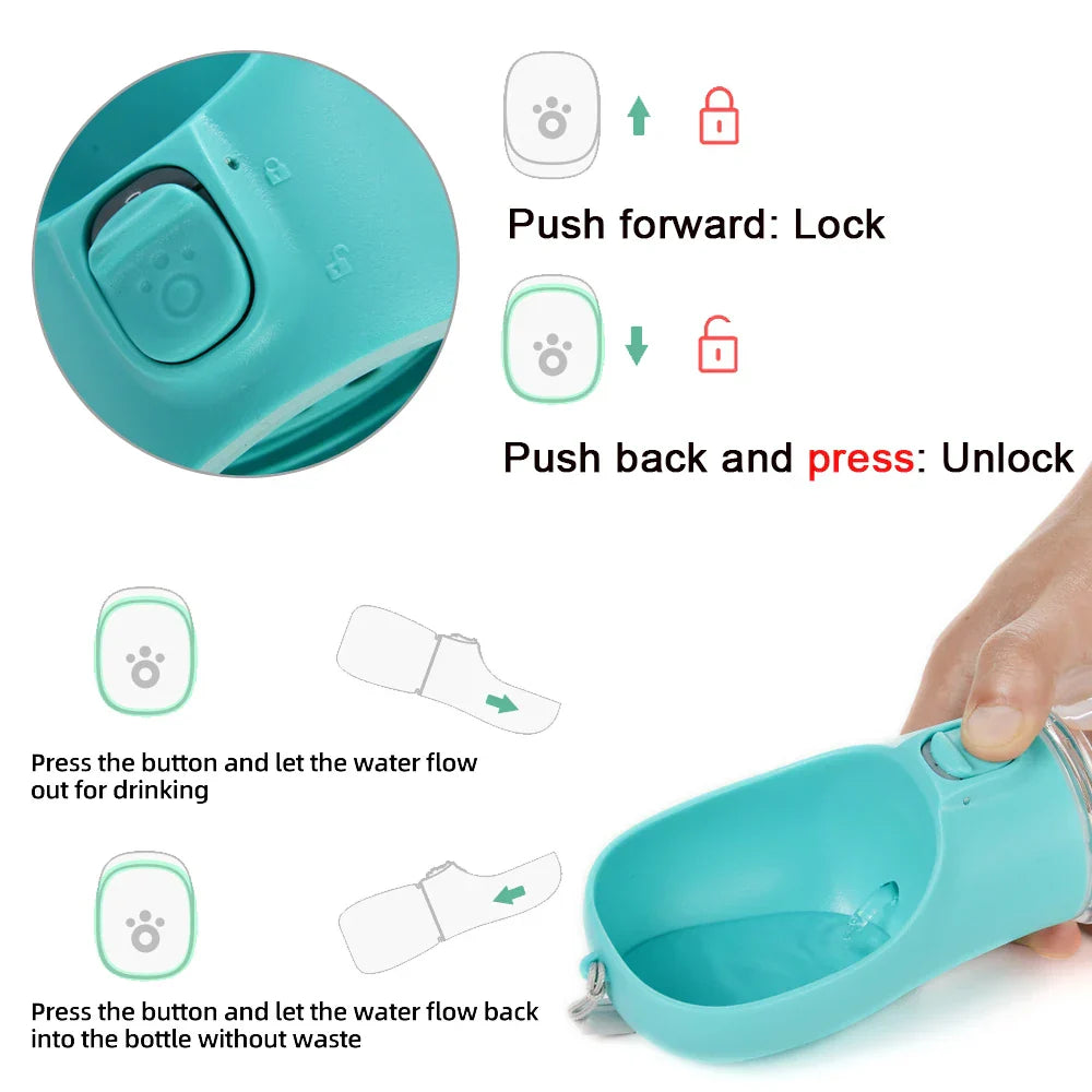 Portable Dog Water Bottle with Built In Bowl
