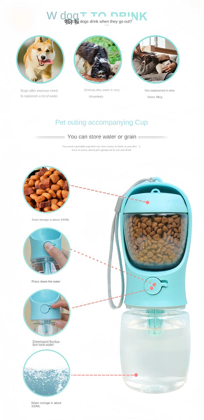 Pet Water Bottle with Food Storage Container