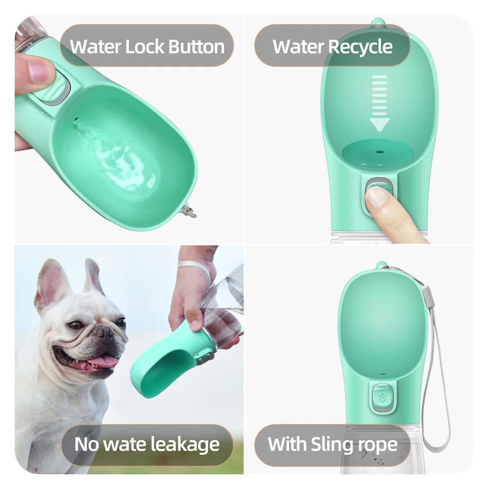 Portable Dog Water Bottle with Built In Bowl