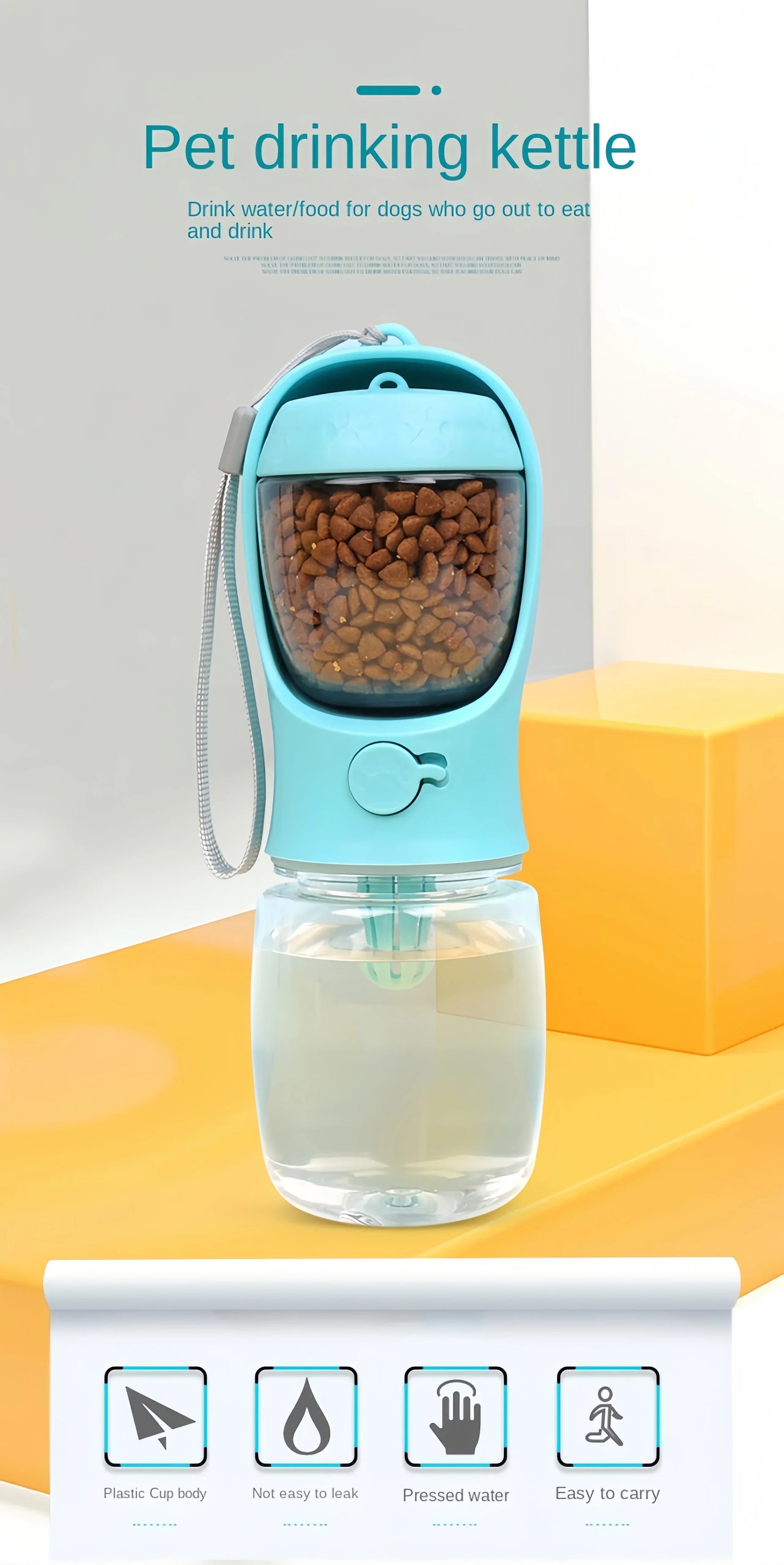Pet Water Bottle with Food Storage Container