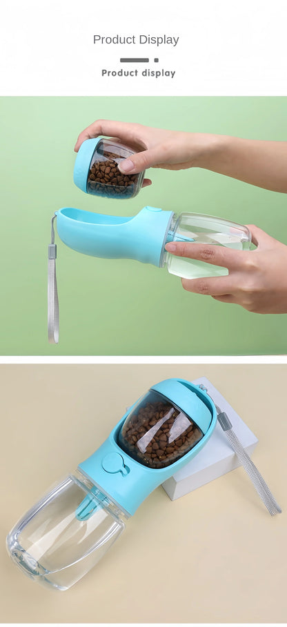 Pet Water Bottle with Food Storage Container