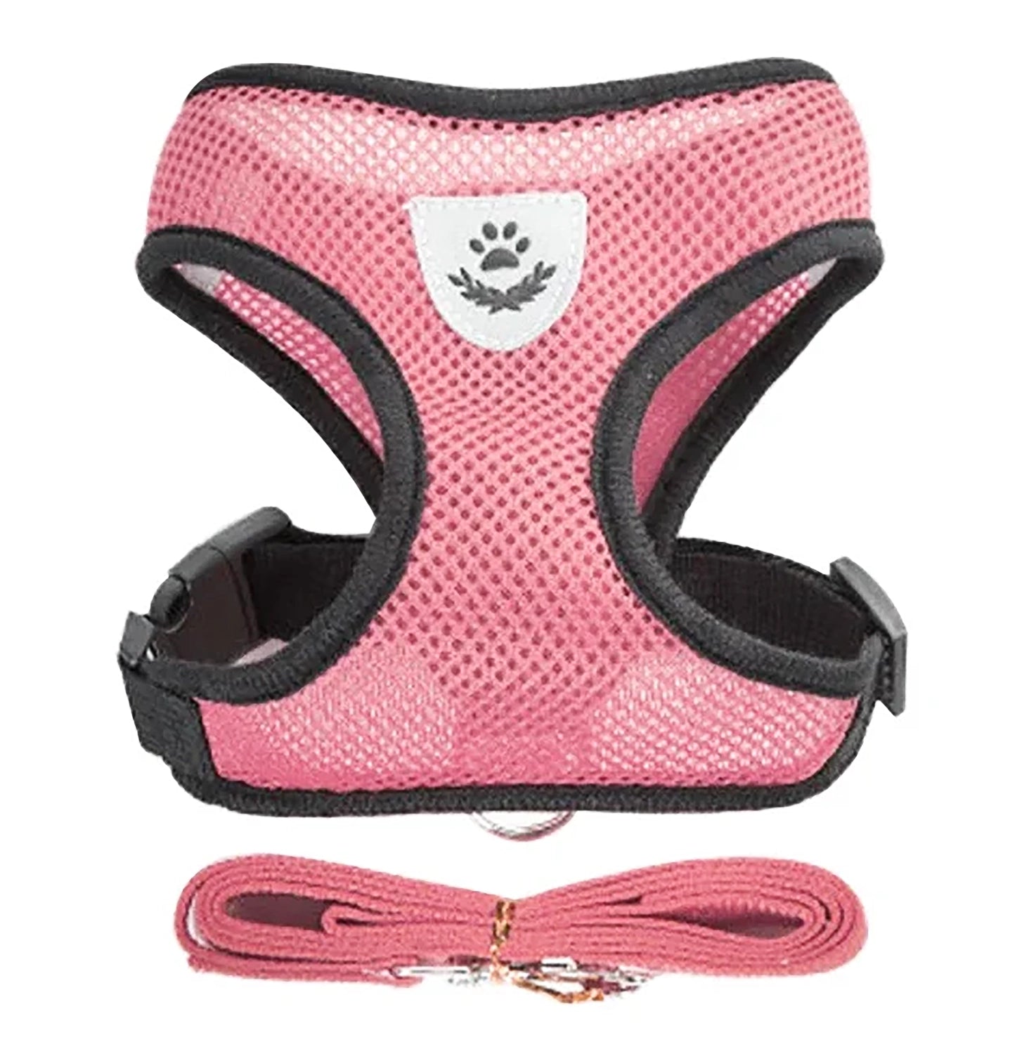 Rose red breathable cat harness with leash for indoor and outdoor walks