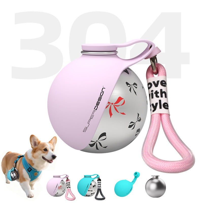 Portable Stainless Steel Dog Water Bottle with Bowl