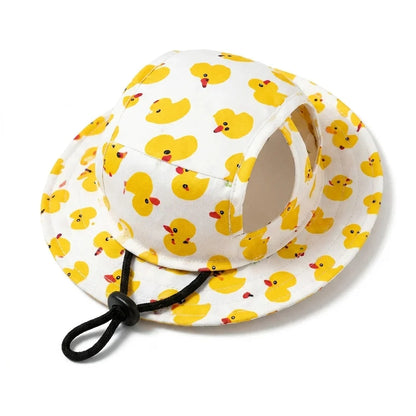 Cute Pet Sun Hat & Adjustable Outdoor Bucket Hat for Dogs & Cats