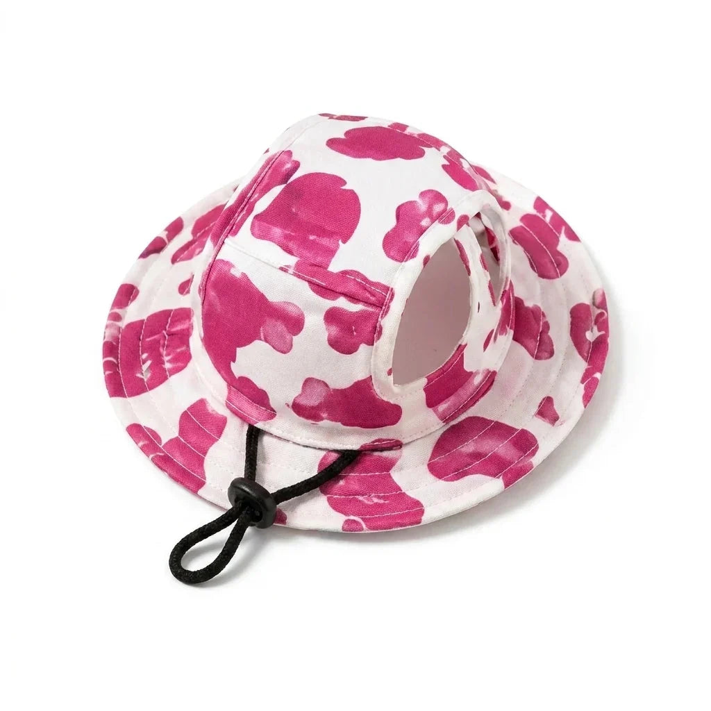 Cute Pet Sun Hat & Adjustable Outdoor Bucket Hat for Dogs & Cats
