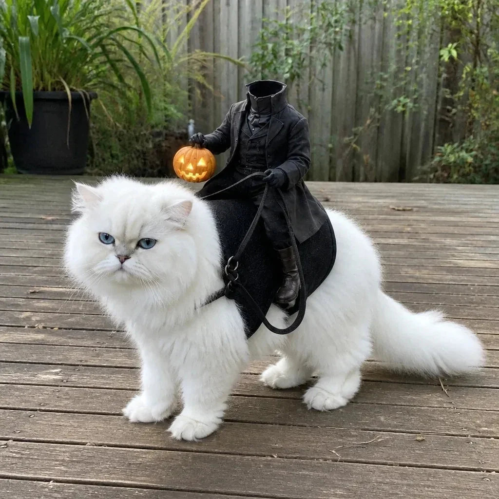 Headless Horseman Cat Costume & Funny 3D Halloween Pet Costume