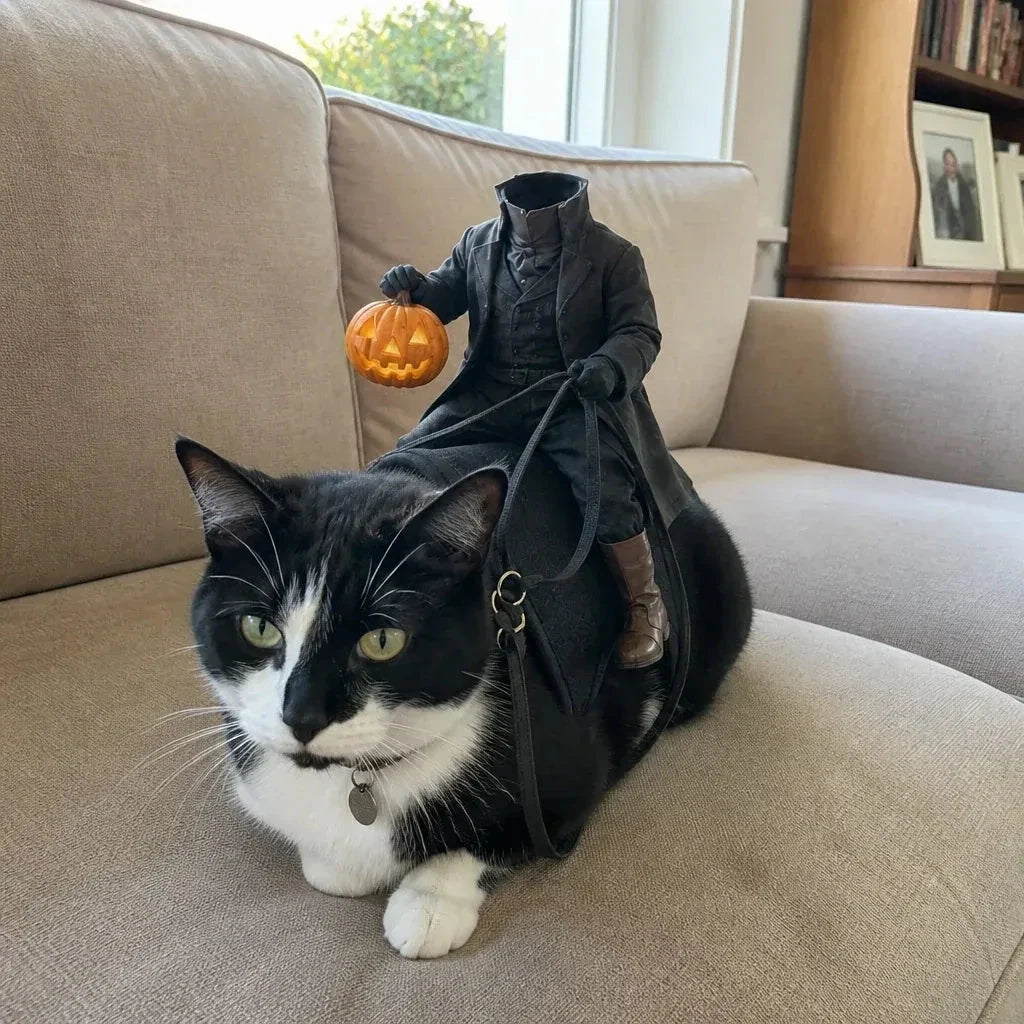 Headless Horseman Cat Costume & Funny 3D Halloween Pet Costume